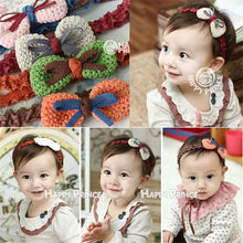 Toddler Kids Baby Girls Handmade Crochet Knit Bow Headbands Hair Bow Band Headwear NW