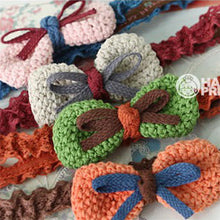 Toddler Kids Baby Girls Handmade Crochet Knit Bow Headbands Hair Bow Band Headwear NW
