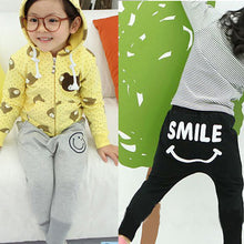 Toddler Kids Pants for Girls 1-6Y Smile Pattern Harem Pants Cotton Trousers Casual Bottoms Joggers NW