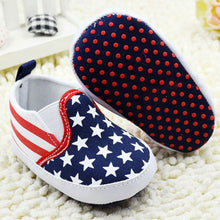 Toddler Star Print Crib Shoes Kids Boys US Flag Baby Shoes Soft Stripe Prewalker NW