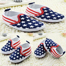 Toddler Star Print Crib Shoes Kids Boys US Flag Baby Shoes Soft Stripe Prewalker NW