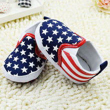 Toddler Star Print Crib Shoes Kids Boys US Flag Baby Shoes Soft Stripe Prewalker NW
