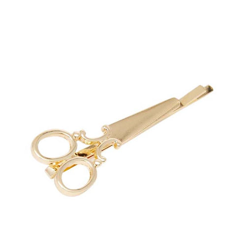 Trendy Simple Personality Women Hair Jewelry Gold plated Metal Scissors Hairpin Hair Accessories NW