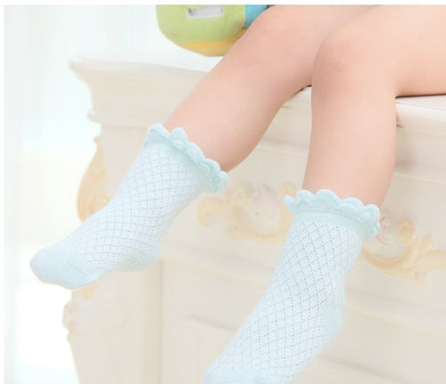 Ultra-soft lace fishnet children's socks relent boneless suture Free ping NW