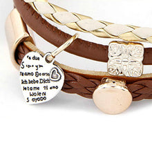 Unique Women's Brown Faux Leather Gold Metal Heart Bracelet Charm Lady Rope Jewelry NW