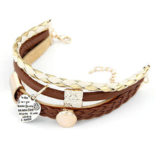 Unique Women's Brown Faux Leather Gold Metal Heart Bracelet Charm Lady Rope Jewelry NW