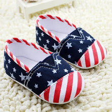 Unisex Toddler Star Stripe Print Soft Crib Shoes Boys US Flag Prewalkers Sneaker NW