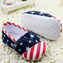 Unisex Toddler Star Stripe Print Soft Crib Shoes Boys US Flag Prewalkers Sneaker NW
