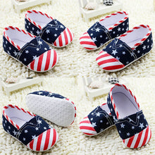 Unisex Toddler Star Stripe Print Soft Crib Shoes Boys US Flag Prewalkers Sneaker NW