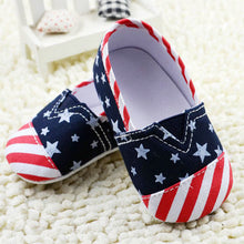 Unisex Toddler Star Stripe Print Soft Crib Shoes Boys US Flag Prewalkers Sneaker NW