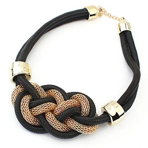 Vintage Bib Pendant Necklace Mixed Color Twisted Rope Cords Jewelry Accessories Women NW