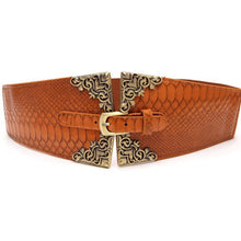 Vintage Metal Buckle Stylish Women Elastic Wide Waist Belt Leather Waistband Wholesale NW