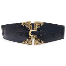 Vintage Metal Buckle Stylish Women Elastic Wide Waist Belt Leather Waistband Wholesale NW