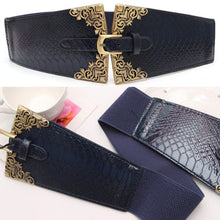 Vintage Metal Buckle Stylish Women Elastic Wide Waist Belt Leather Waistband Wholesale NW