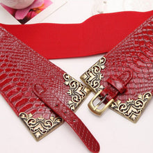 Vintage Metal Buckle Stylish Women Elastic Wide Waist Belt Leather Waistband Wholesale NW
