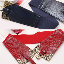 Vintage Metal Buckle Stylish Women Elastic Wide Waist Belt Leather Waistband Wholesale NW