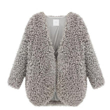 Women Fluffy Shaggy Faux Fur Cape Coat Long Sleeve Fashion Cardigan Jacket Tops ht NW