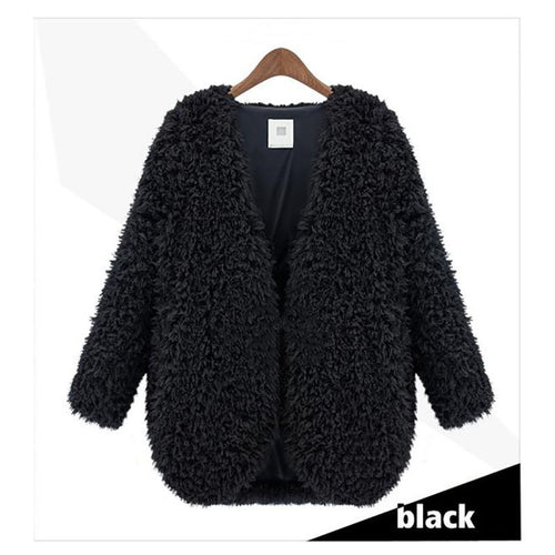 Women Fluffy Shaggy Faux Fur Cape Coat Long Sleeve Fashion Cardigan Jacket Tops ht NW