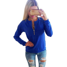 Casual Women Hoodies V-Neck Long Sleeve Tops Zipper Jumper Pullover SweatshirtHG NW