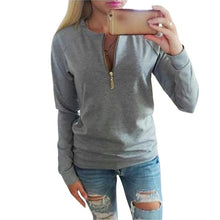 Casual Women Hoodies V-Neck Long Sleeve Tops Zipper Jumper Pullover SweatshirtHG NW