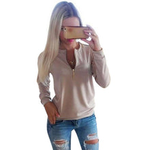 Casual Women Hoodies V-Neck Long Sleeve Tops Zipper Jumper Pullover SweatshirtHG NW