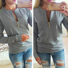 Casual Women Hoodies V-Neck Long Sleeve Tops Zipper Jumper Pullover SweatshirtHG NW