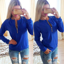 Casual Women Hoodies V-Neck Long Sleeve Tops Zipper Jumper Pullover SweatshirtHG NW