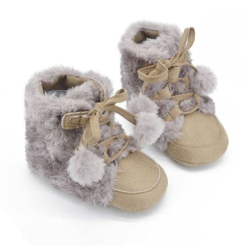 Toddler Kids Baby Snow Boots Faux Suede Warm Soft Crib Shoes Fleece Boots 0-18M NW
