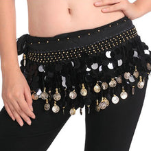 Women Belly Dance Hip Skirt Scarf Wrap Crystal Sequins Belt Coins Dancewear NW