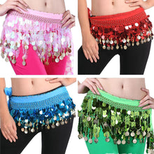 Women Belly Dance Hip Skirt Scarf Wrap Crystal Sequins Belt Coins Dancewear NW