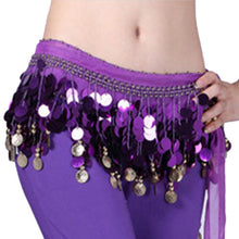 Women Belly Dance Hip Skirt Scarf Wrap Crystal Sequins Belt Coins Dancewear NW