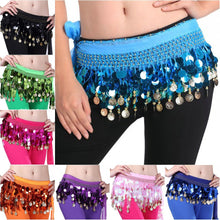 Women Belly Dance Hip Skirt Scarf Wrap Crystal Sequins Belt Coins Dancewear NW