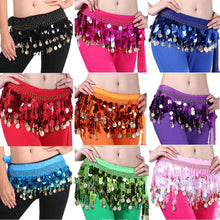 Women Belly Dance Hip Skirt Scarf Wrap Crystal Sequins Belt Coins Dancewear NW