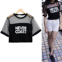 Women Blouse Crop Top Shirt Sleeve Mesh See-through Short Tops For Female NW
