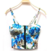 Women Bralette Zipper Padded Bra Bustier Crop Top Blouse Party Beach Tank Shirt NW
