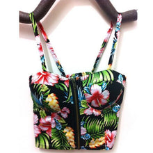 Women Bralette Zipper Padded Bra Bustier Crop Top Blouse Party Beach Tank Shirt NW