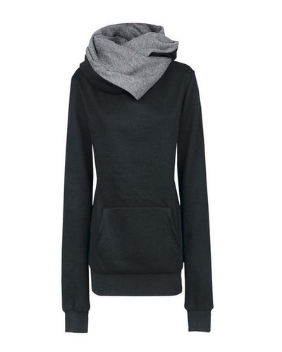 Women Casual Hoodies Lapel Hooded New Warm Sweatshirts Pullovers Solid Turn-down Collar ClothingHG NW