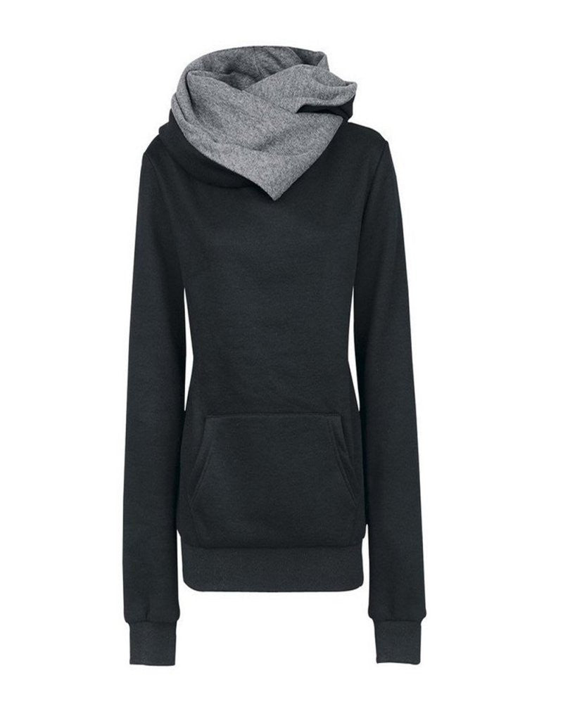 Women Casual Hoodies Lapel Hooded New Warm Sweatshirts Pullovers Solid Turn-down Collar ClothingHG NW