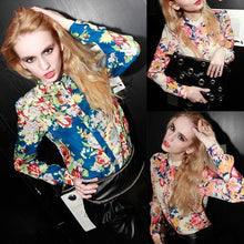 Women Chiffon Floral Print Lapel Shirt Long Sleeve Loose Tops Blouse NW