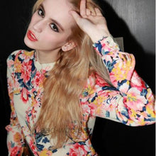 Women Chiffon Floral Print Lapel Shirt Long Sleeve Loose Tops Blouse NW