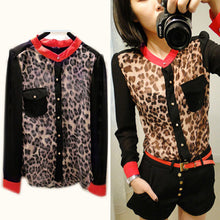 Women Chiffon Floral Print Lapel Shirt Long Sleeve Loose Tops Blouse NW