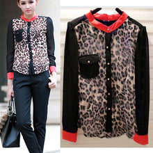 Women Chiffon Floral Print Lapel Shirt Long Sleeve Loose Tops Blouse NW