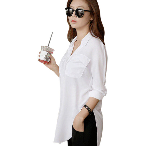 Women Chiffon Stand Neck Tops Tee Long Sleeve Shirt Casual Blouse Loose Shirt S-XL NW