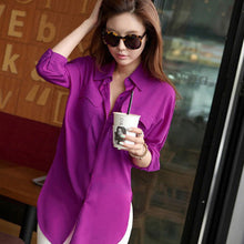 Women Chiffon Stand Neck Tops Tee Long Sleeve Shirt Casual Blouse Loose Shirt S-XL NW