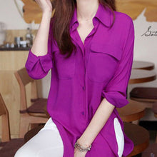 Women Chiffon Stand Neck Tops Tee Long Sleeve Shirt Casual Blouse Loose Shirt S-XL NW