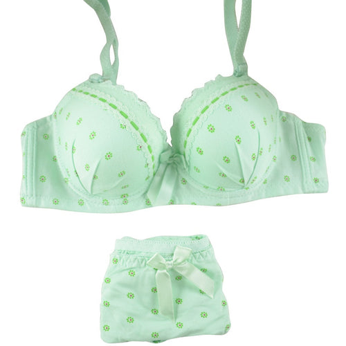 Women Deep-V Bra Set Girl Floral Lace Underwear Set Underwire Brassiere Outfit 32B-36B NW