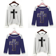 Women Fashion Cross Long Sleeve Top T- shirt Round Neck Sweater S-XL NW