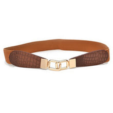 Women Fashion Metal Vintage Elastic Stretch Gold Buckle Waist PU Leather Belt Waistband U50 NW