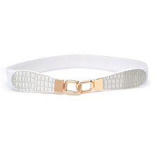 Women Fashion Metal Vintage Elastic Stretch Gold Buckle Waist PU Leather Belt Waistband U50 NW