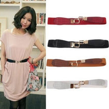 Women Fashion Metal Vintage Elastic Stretch Gold Buckle Waist PU Leather Belt Waistband U50 NW